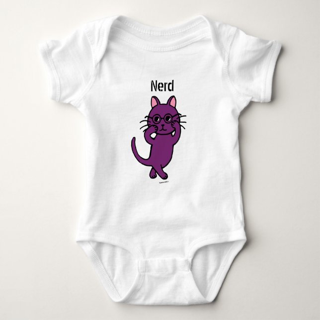Camiseta Cartoon Gato Nerd Engraçado (Frente)