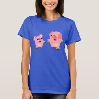 Camiseta Cartoon Gelado Porco Mulher Camisa-T