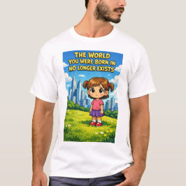 Camiseta Cartoon Girl Lost Innocence Past vs Future Graphic