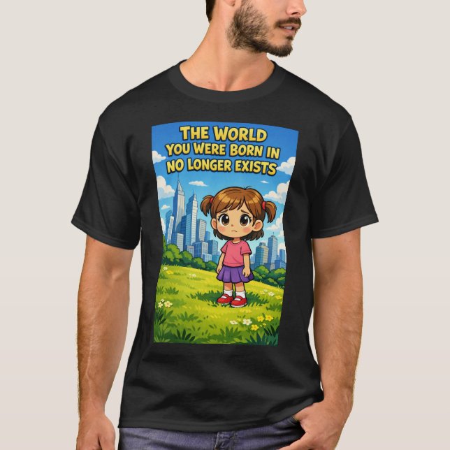 Camiseta Cartoon Girl Lost Innocence Past vs Future Graphic (Frente)