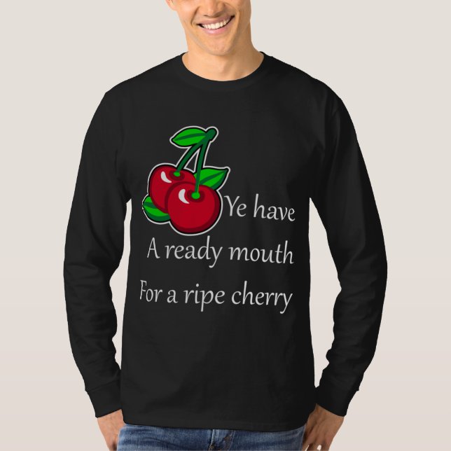 Camiseta Cartoon Green Red Cherries - Fruta de arte (Frente)