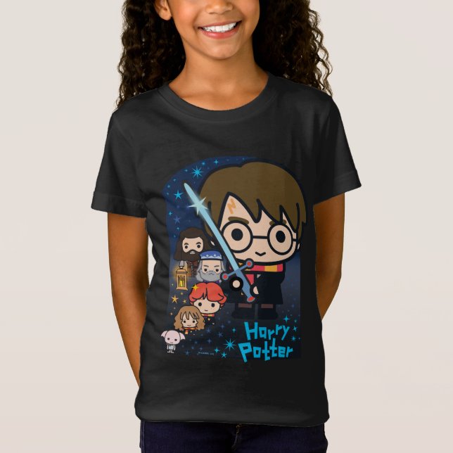 Camiseta Cartoon Harry Potter Câmara dos Segredos Gráfico (Frente)