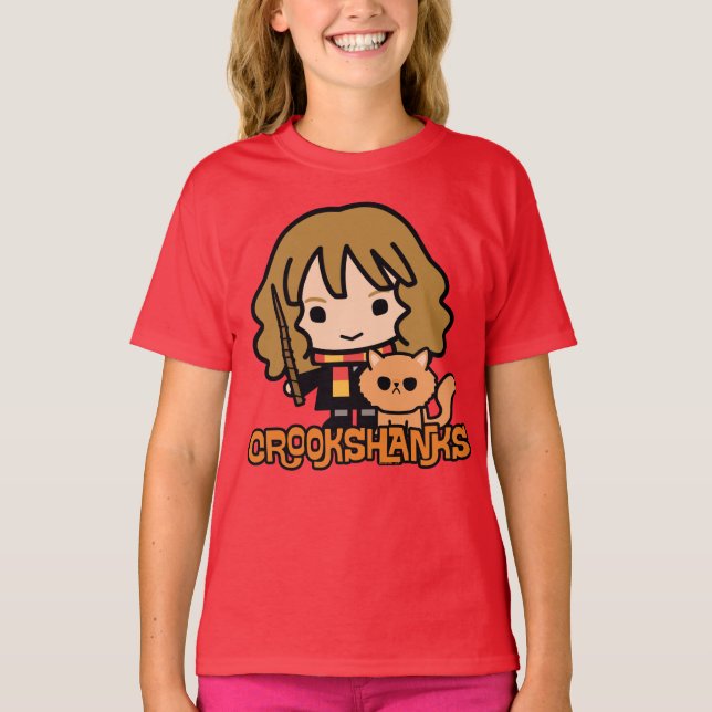 Camiseta Cartoon Hermione e Crookshanks (Frente)