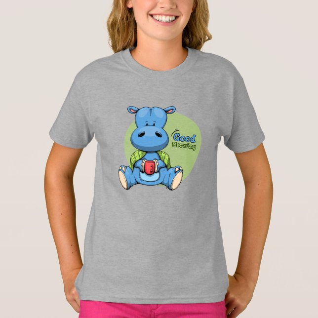 Camiseta Cartoon Hippo | Crianças (Frente)