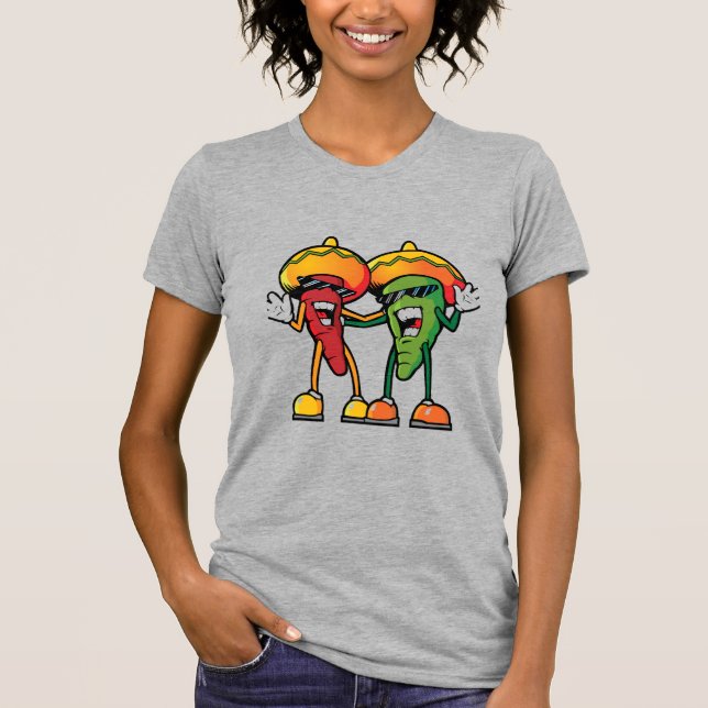 Camiseta Cartoon hot peppers (Frente)