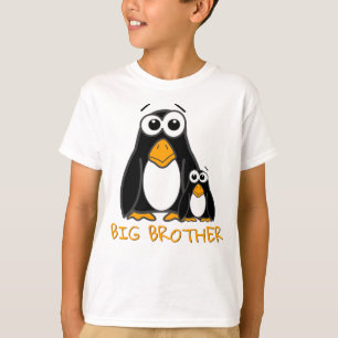 Camiseta Cartoon Irmão Pinguin Irmão Bonito Engraçado