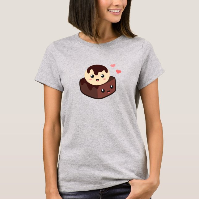 Camiseta Cartoon Kawaii de Vanilla Sorvete e Brownie (Frente)