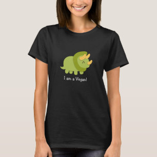 Camiseta Cartoon Kawaii do Tricerátopo verde e amarelo