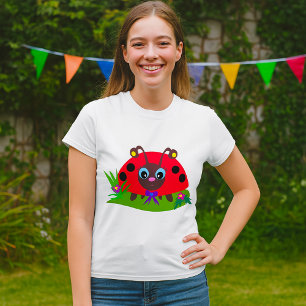 Camiseta Cartoon Ladybug Arco e Flores