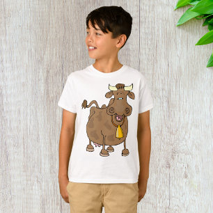 Camiseta Cartoon Marrom Vaca com Fazenda Celular