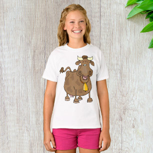 Camiseta Cartoon Marrom Vaca com Fazenda Celular