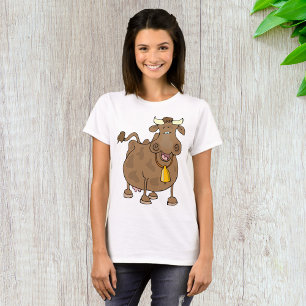 Camiseta Cartoon Marrom Vaca com Fazenda Celular