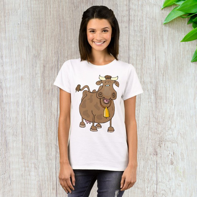 Camiseta Cartoon Marrom Vaca com Fazenda Celular (Criador carregado)