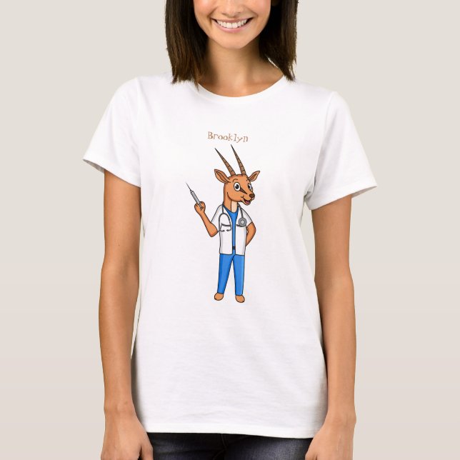 Camiseta Cartoon médico de antílope Gemsbok (Frente)