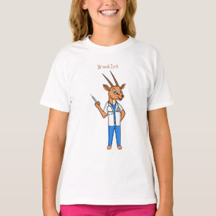 Camiseta Cartoon médico de antílope Gemsbok