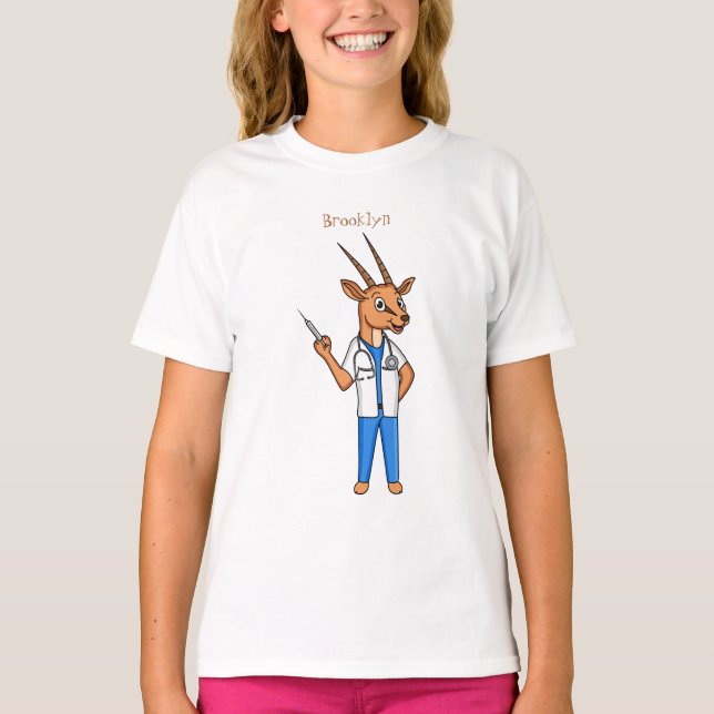 Camiseta Cartoon médico de antílope Gemsbok (Frente)
