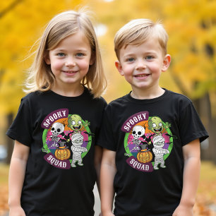 Camiseta Cartoon Moderno de Cartoon de Halloween no Esquadr