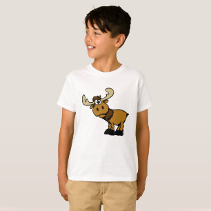 Camiseta Cartoon Moose curiosa   escolher cor de fundo