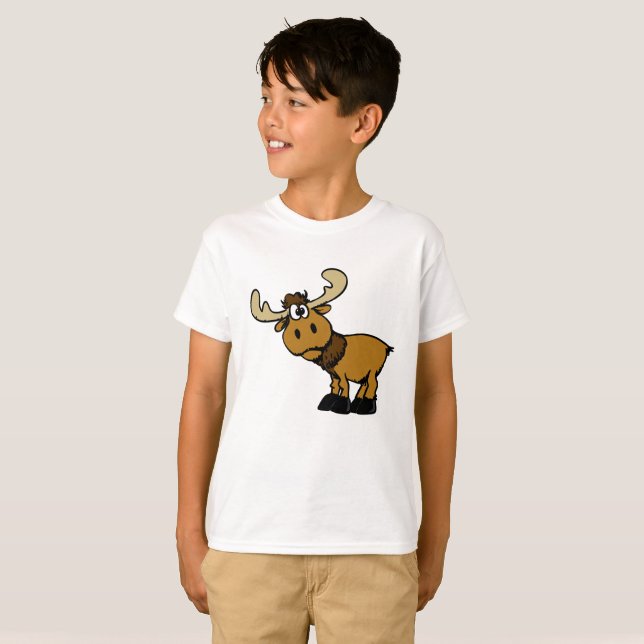 Camiseta Cartoon Moose curiosa | escolher cor de fundo (Frente Completa)