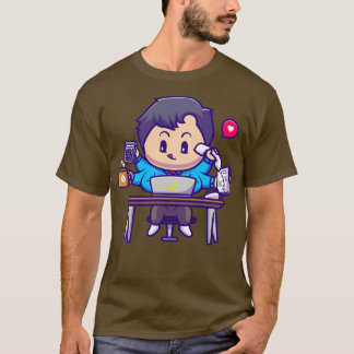 Camiseta Cartoon Multitarefa de Menino Bonito
