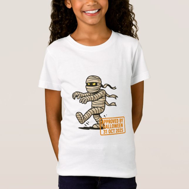 Camiseta Cartoon Mummy - Aprovado pelo Halloween (Frente)