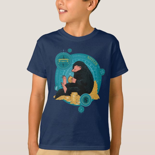 Camiseta Cartoon NIFFLER™ com moedas Douradas (Frente)