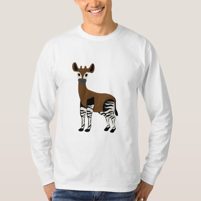 Camiseta Cartoon Okapi, Animais Majestosos Okapi, Amantes O (Frente)