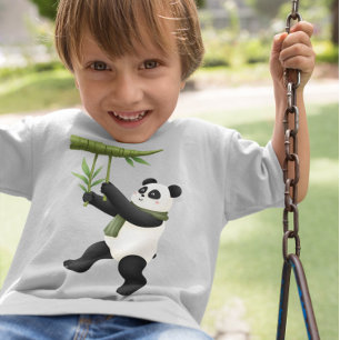 Camiseta Cartoon Panda - Panda Reproduzida com Bamboo