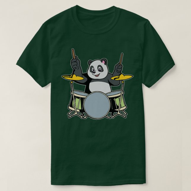 Camiseta Cartoon Panda playing the drums (Frente do Design)