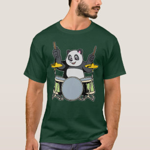 Camiseta Cartoon Panda playing the drums
