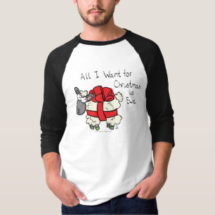 Camiseta Cartoon para Crianças de Ovelha de Natal