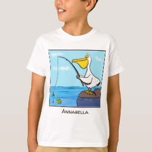 Camiseta Cartoon pelicano de pesca engraçado