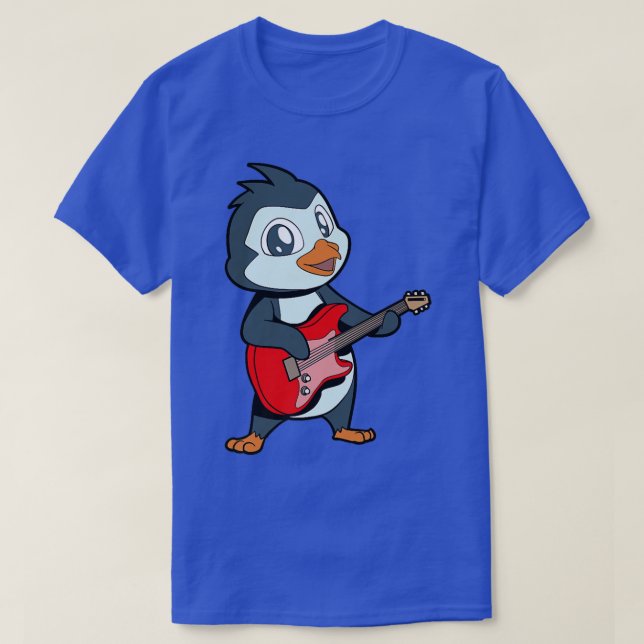 Camiseta Cartoon penguin playing electric guitar Premium  (Frente do Design)