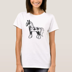 Camiseta Cartoon Piebald Negra Cigarro Shire Horse