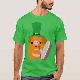 Camiseta Cartoon Pig tocando Bodhran :) St Patty T-shirt