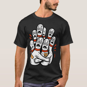 Camiseta Cartoon Pinos de Boliche Assustados Esportista Eng