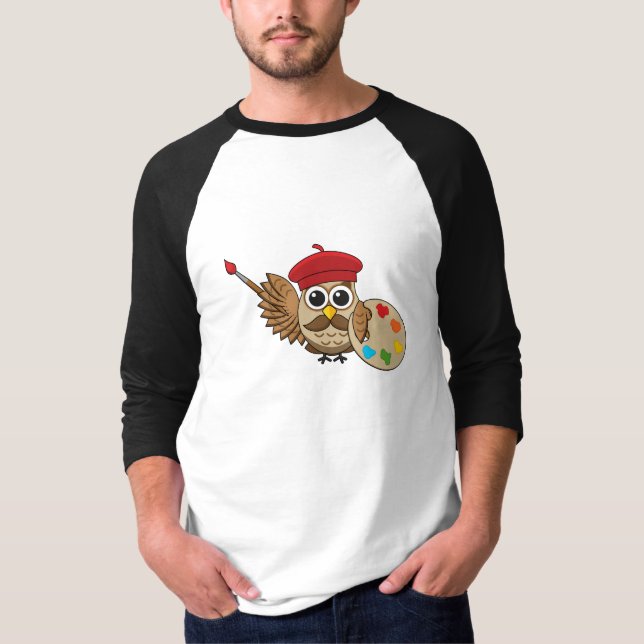 Camiseta Cartoon Pintor Coruja (Frente)