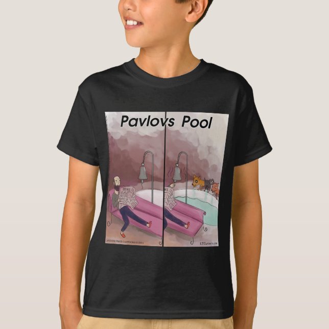 Camiseta Cartoon Piscina Engraçado de Pavlov (Frente)