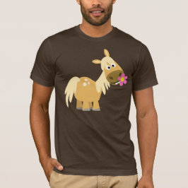 Camiseta Cartoon Pony e Flor T-shirt