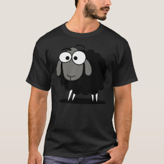 Camiseta Cartoon preto de ovelha Engraçado T-Shirt Sticker 