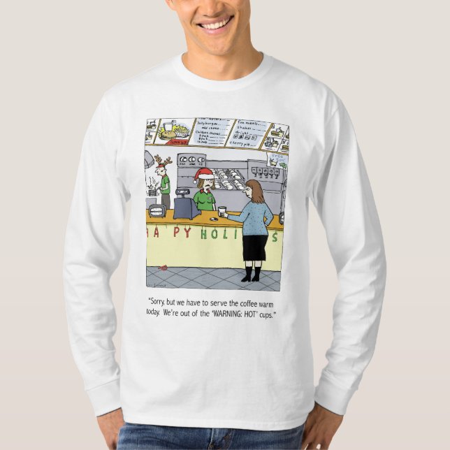 Camiseta Cartoon Quente de Café (Frente)