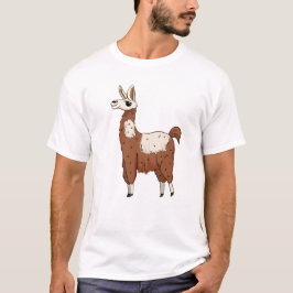 Camiseta Cartoon Reprodutor Llama - Animal Marrom e diverti