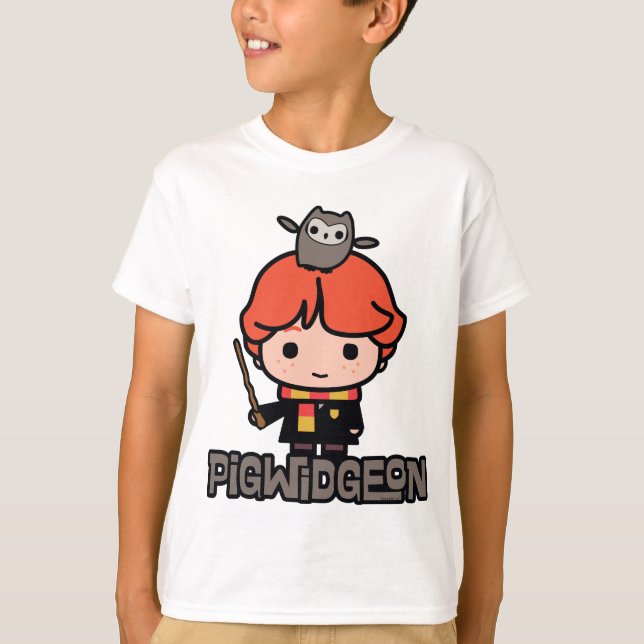 Camiseta Cartoon Ron Weasley e Pigwidgeon (Frente)