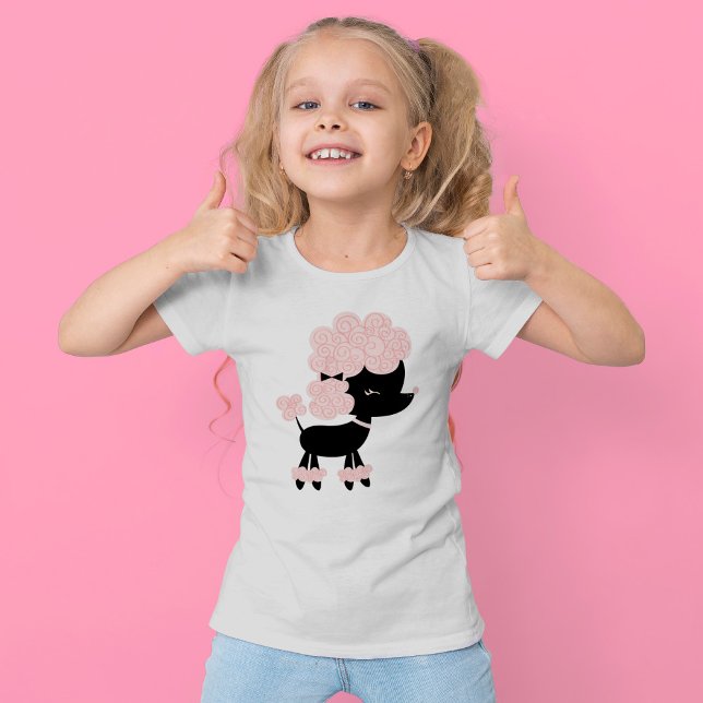 Camiseta Cartoon Rosa - Poodle Francês (Criador carregado)