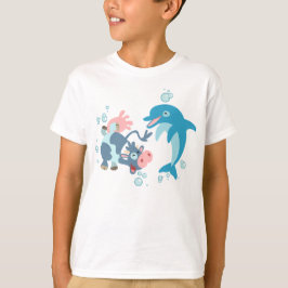 Camiseta Cartoon Seacow e Dolphin Children T-shirt
