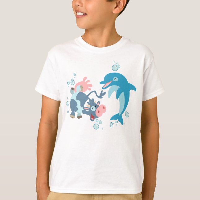 Camiseta Cartoon Seacow e Dolphin Children T-shirt (Frente)