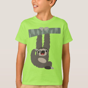 Camiseta Cartoon Sloth Perigoso de Camiseta-T para Crianças