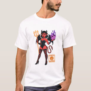Camiseta Cartoon Succubus de Halloween - Escuro e Reproduto