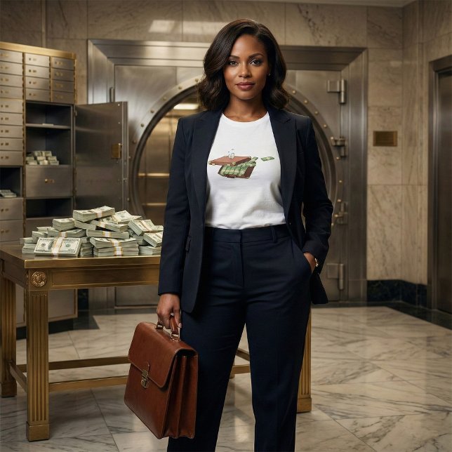 Camiseta Cartoon Suitcase Cheio de Money Cash Bundles (Criador carregado)