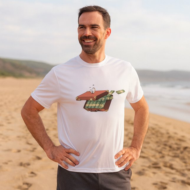 Camiseta Cartoon Suitcase Cheio de Money Cash Bundles (Criador carregado)